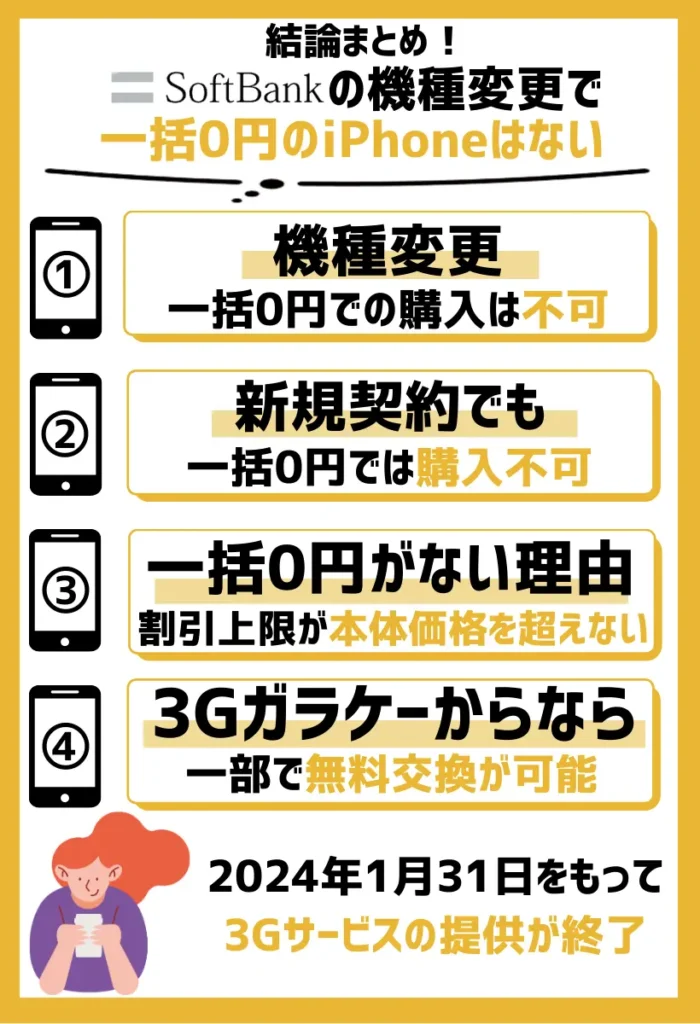 ソフトバンクの機種変更で一括0円のiPhoneはない？新規契約なら0円スマホがある？
