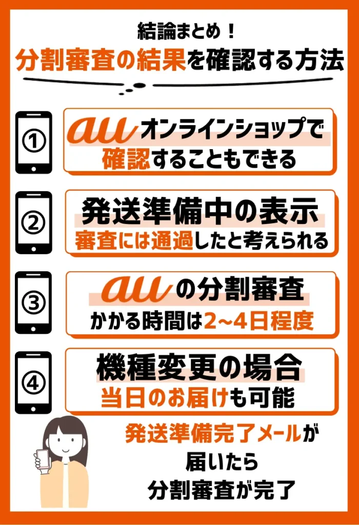 auオンラインショップで確認する｜ブラウザで審査結果をチェックできる