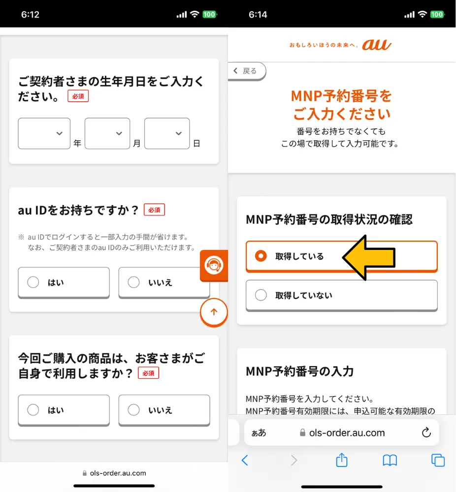 5. 契約者情報の入力と最終確認｜MNP予約番号の期限は10日以上残っている必要がある