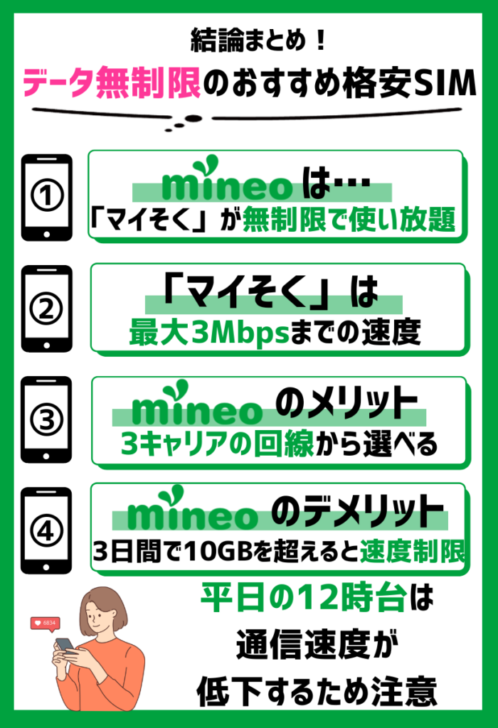 mineo｜4つのデータ通信プラン「マイそく」が無制限で使い放題！
