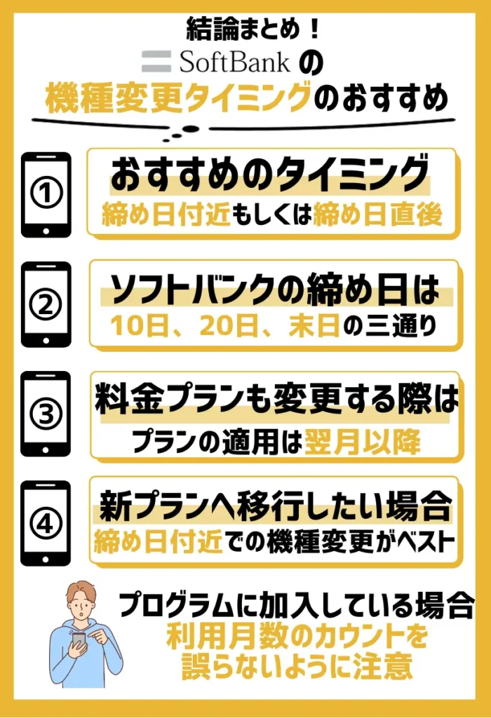 締め日付近もしくは締め日直後のタイミング|ソフトバンクの締め日は全部で三種類
