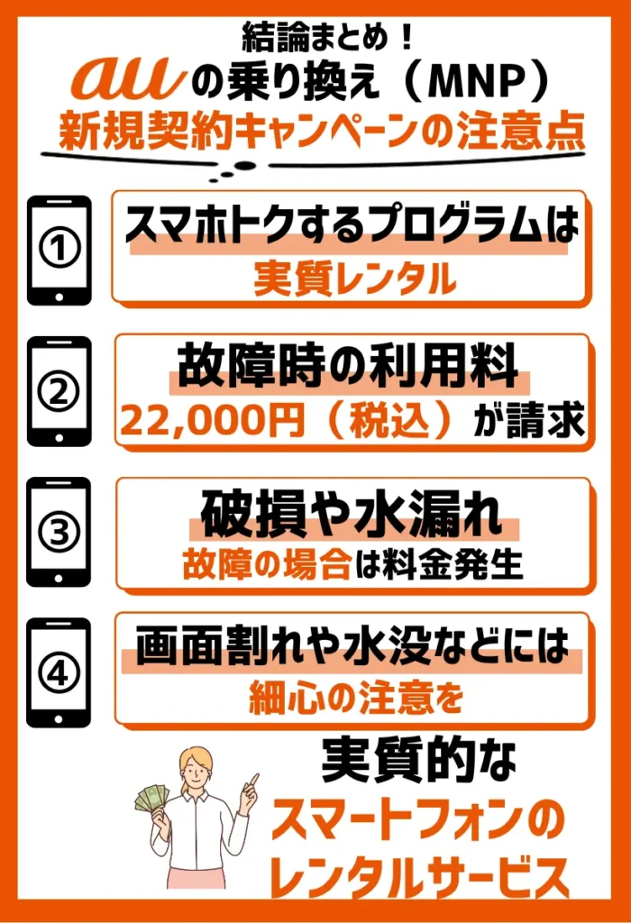 スマホトクするプログラムは実質レンタル|破損や水漏れがあると22,000円(不課税)が請求される