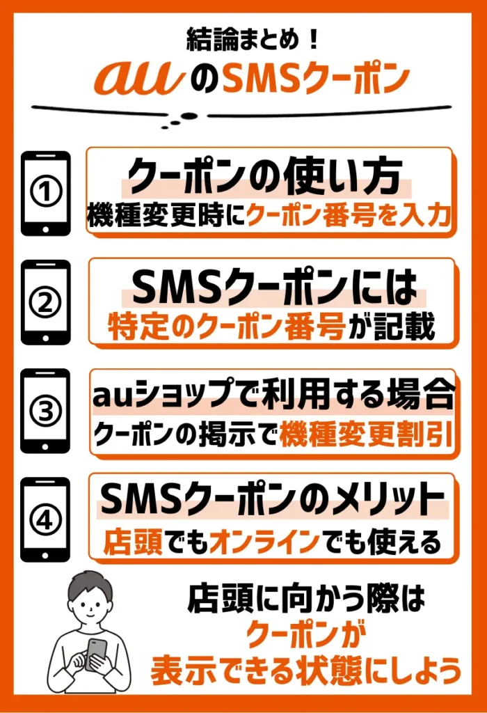 使い方|SMSが届いていない人は対象外!機種変更時にクーポン番号を入力で特典適用