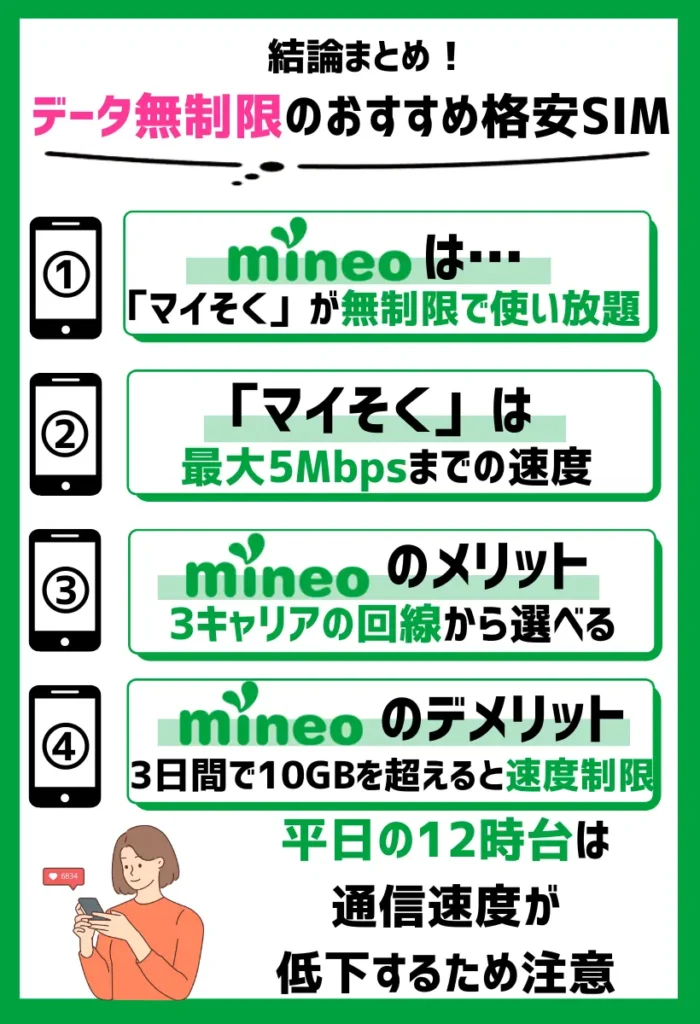 mineo｜4つのデータ通信プラン「マイそく」が無制限で使い放題！