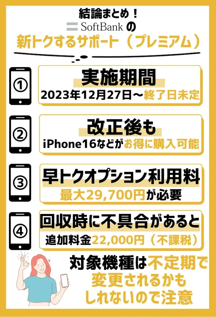 新トクするサポート(プレミアム)の詳細:改正後もiPhone16などの人気機種がお得に購入できる