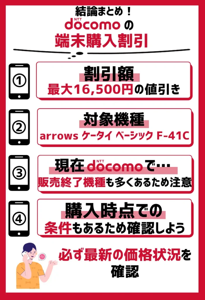 キャンペーン適用での割引額:arrows ケータイ ベーシック F-41Cが最大16,500円の値引きとなる