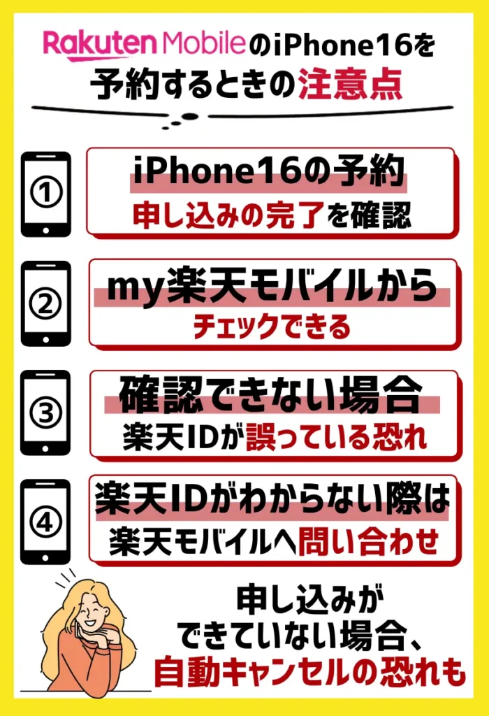 iPhone16の予約申し込みの完了ができているか確認する｜「my楽天モバイル」からチェックできる