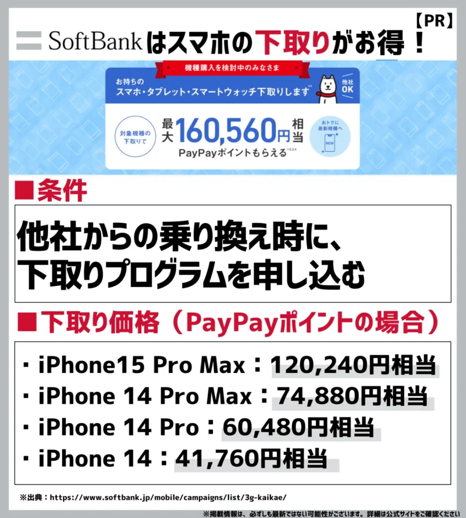下取りプログラム|対象機種の引き取りで最大160,560円相当のPayPayポイントがもらえる