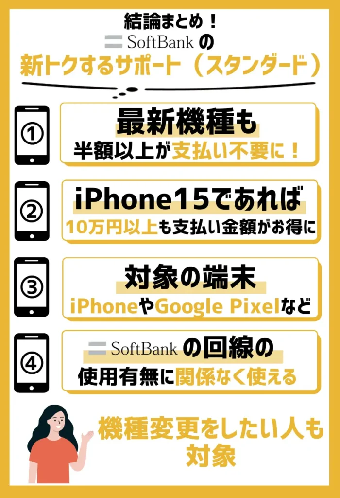新トクするサポート(スタンダード)を適用時の主な価格:最新機種も半額以上が支払い不要に