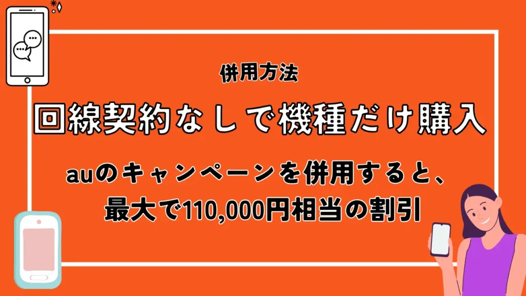 回線契約なしで機種だけ購入|auのキャンペーンを併用すると、最大で110,000円相当がお得