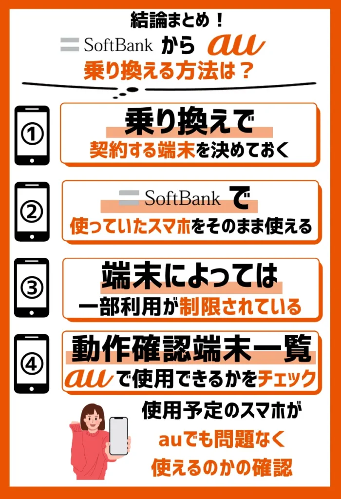 ソフトバンクからauへの乗り換えで、契約する端末を決めておく