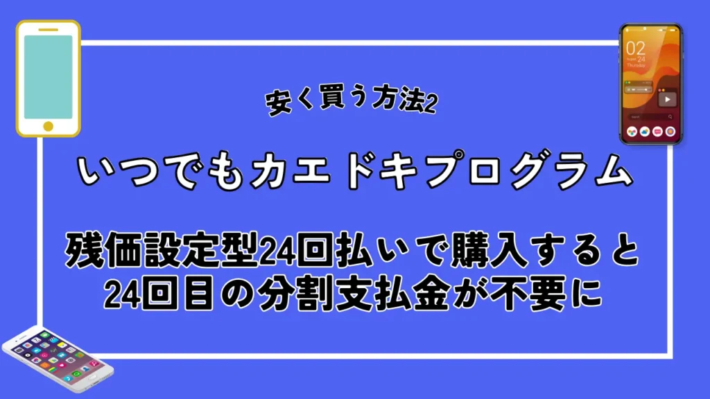 安く買う方法2. いつでもカエドキプログラム|残価設定型24回払いで購入すると24回目の分割支払金が不要に