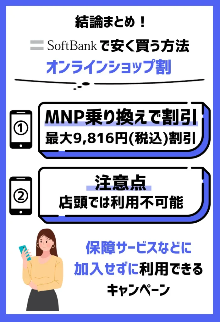 安く買う方法1. オンラインショップ割|対象機種への乗り換えで最大9,816円(税込)割引