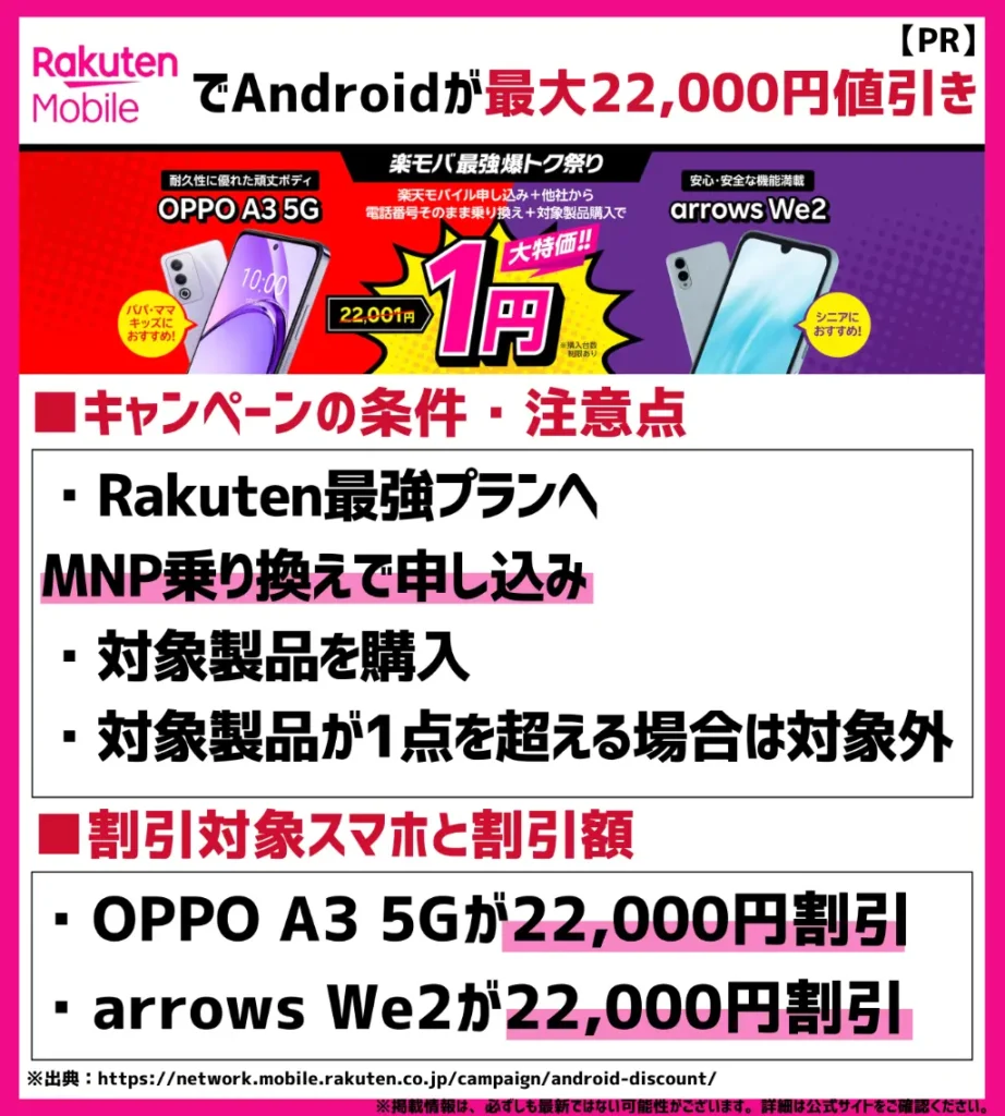 Androidスマホを安く買いたいなら｜製品価格が最大22,000円引きになるキャンペーンを利用