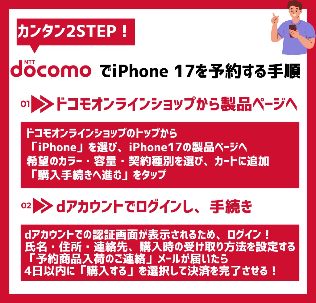 ドコモオンラインショップでiPhone17を予約する手順