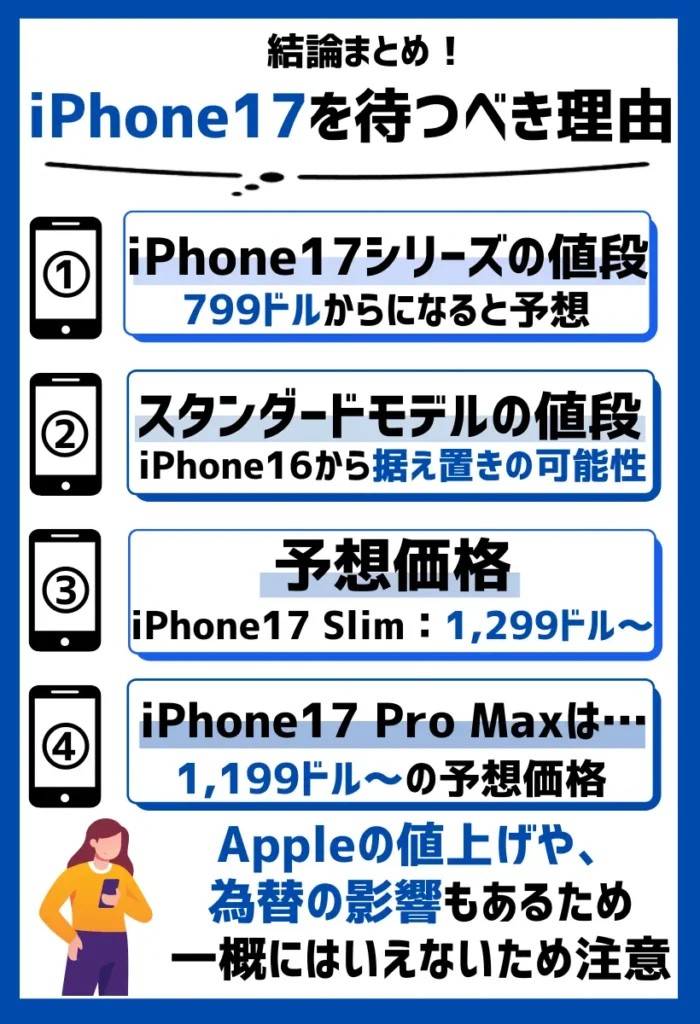 iPhone17のスタンダードモデルは値段据え置きなので待つべき