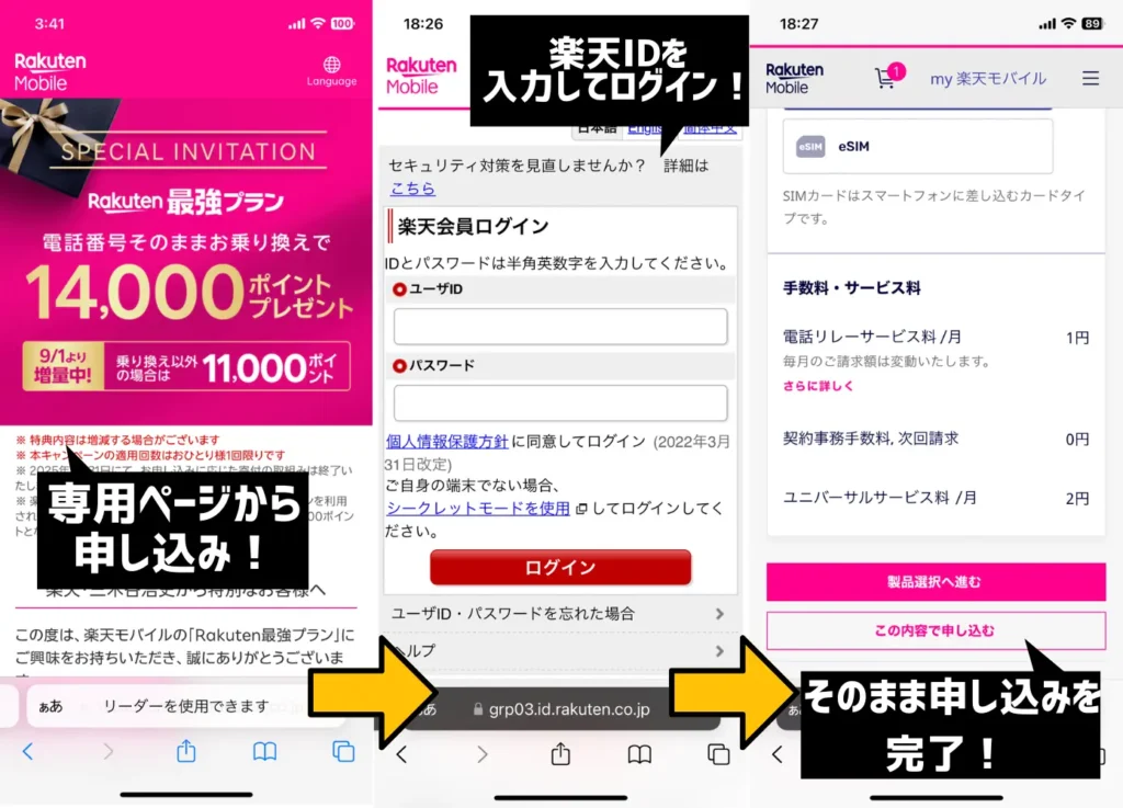 三木谷キャンペーンの申し込み手順