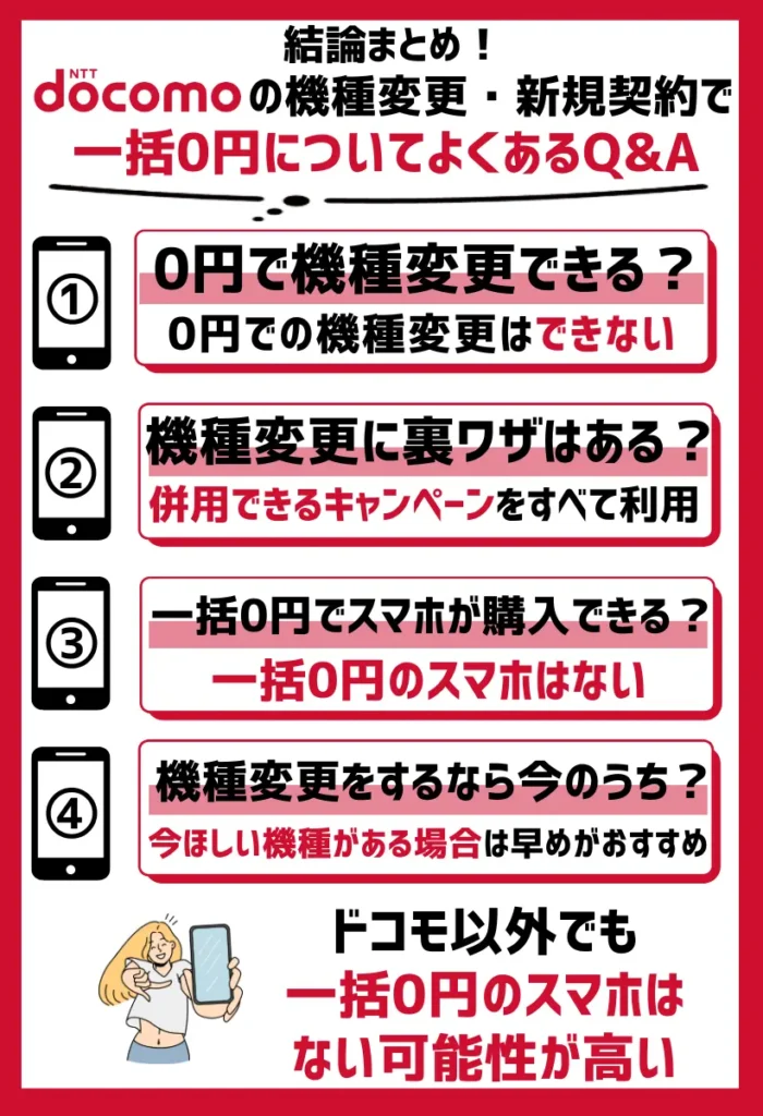 ドコモの機種変更・新規契約で一括0円についてよくあるQ&A