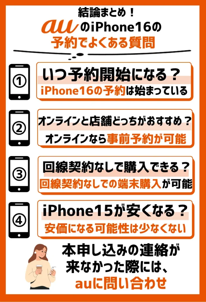 auのiPhone16の予約でよくある質問