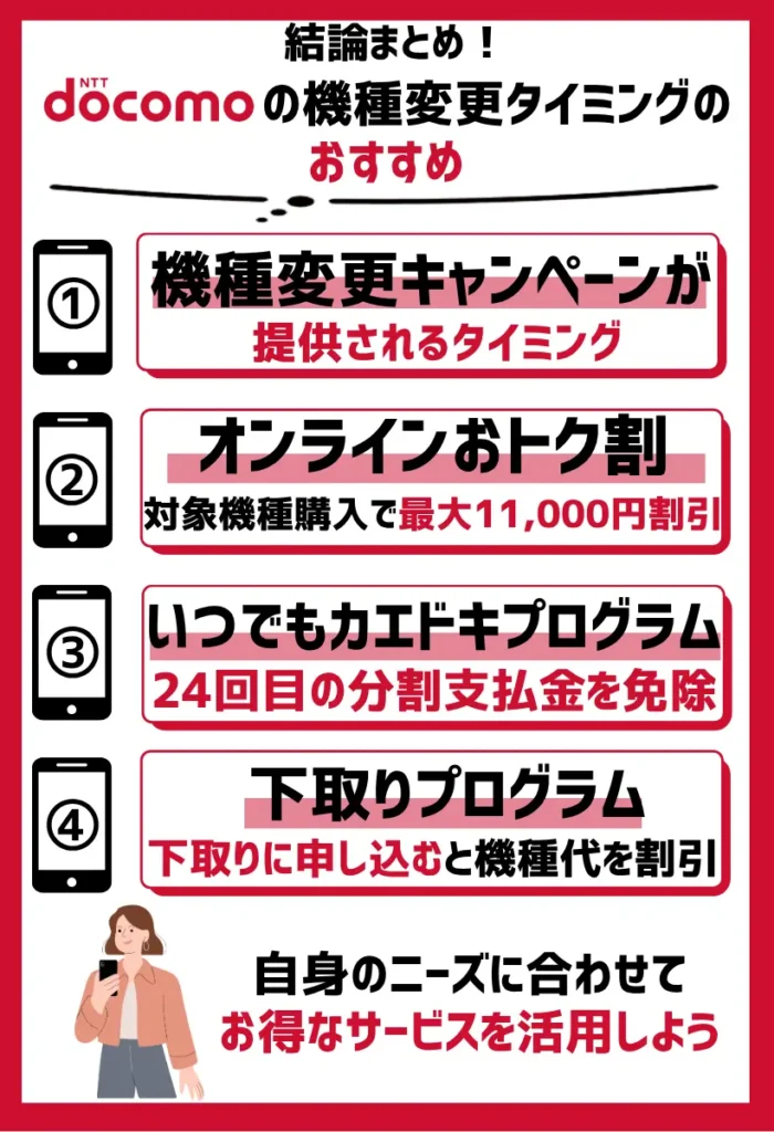 機種変更キャンペーンが提供されるタイミング|ドコモでは機種変更向けサービスが豊富
