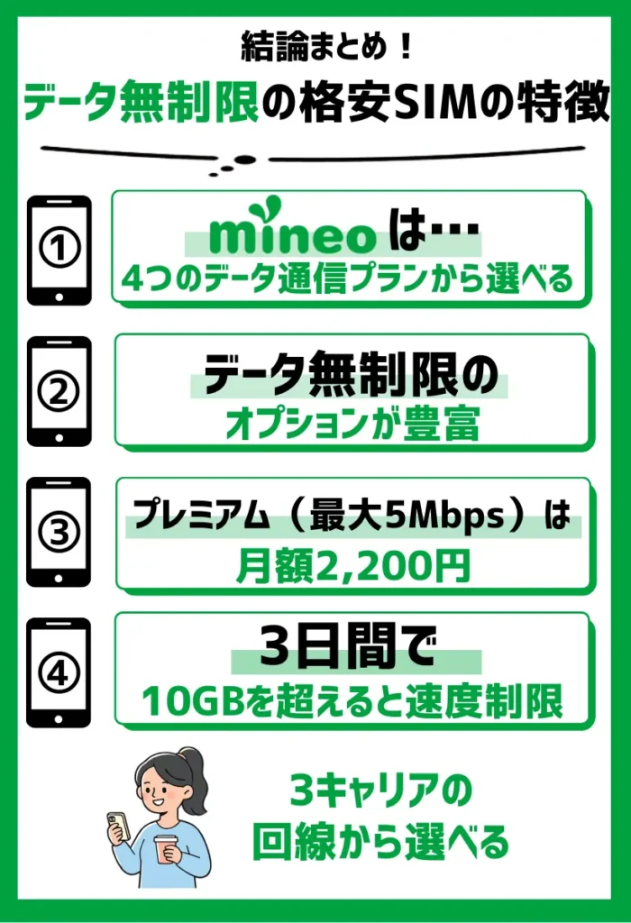 mineo｜4つのデータ通信プラン「マイそく」が無制限で使い放題！