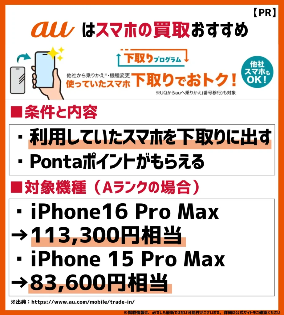 下取りプログラム|使用中の機種を出すと、最大113,300円相当のPontaポイントが還元
