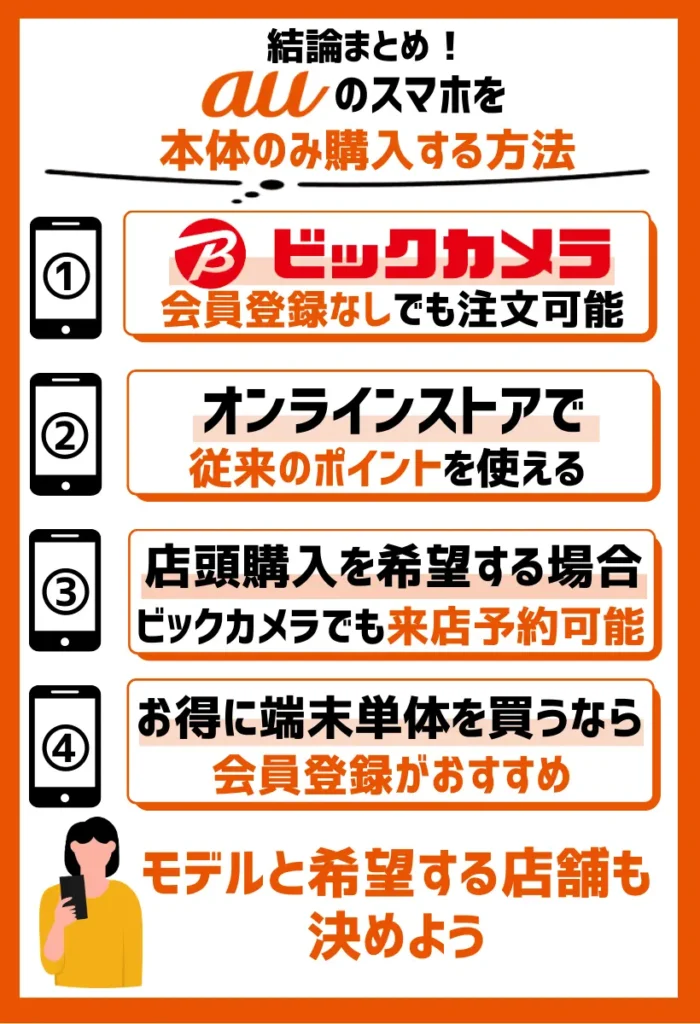 【ビックカメラ】auスマホを本体のみ購入する方法