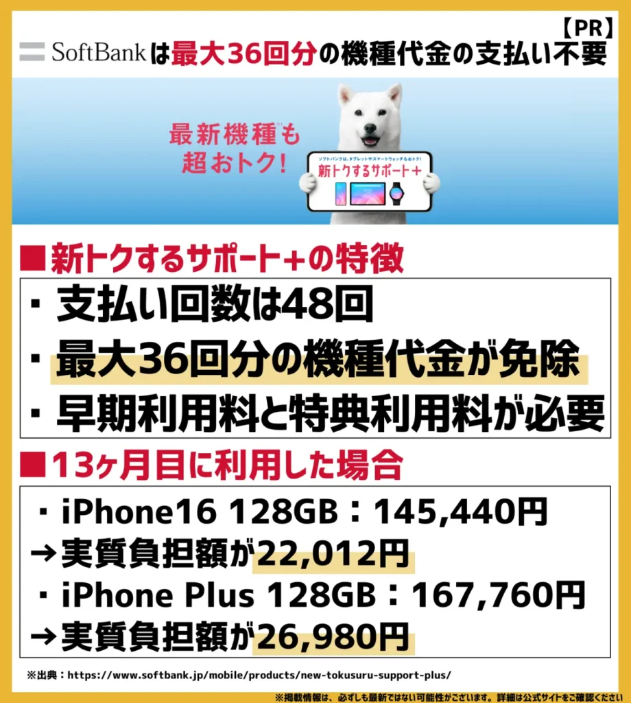 新トクするサポート＋｜iPhoneを48回払いで購入しつつ期間中に返却で、最大36回分の代金が免除